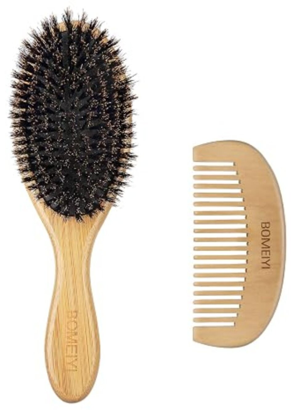 100% Boar Bristle Hairโ Brush Set (Medium). Soft Natural Bristles for Thin and